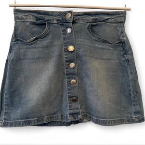 Streetwear Society Blue denim button front A-Line Mini Skirt Casual small